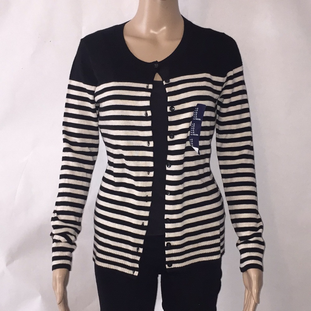 NWT GAP black striped cardigan Sz S